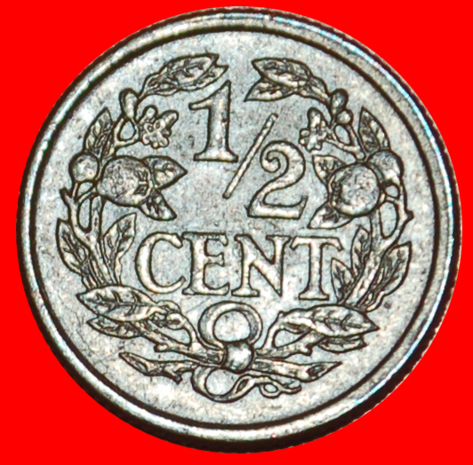  Ⰶ WUCHERND LÖWE (1909-1940): NIEDERLANDE ~ 1/2 CENT 1936! WILHELMINA (1890-1948)!★OHNE VORBEHALT!   