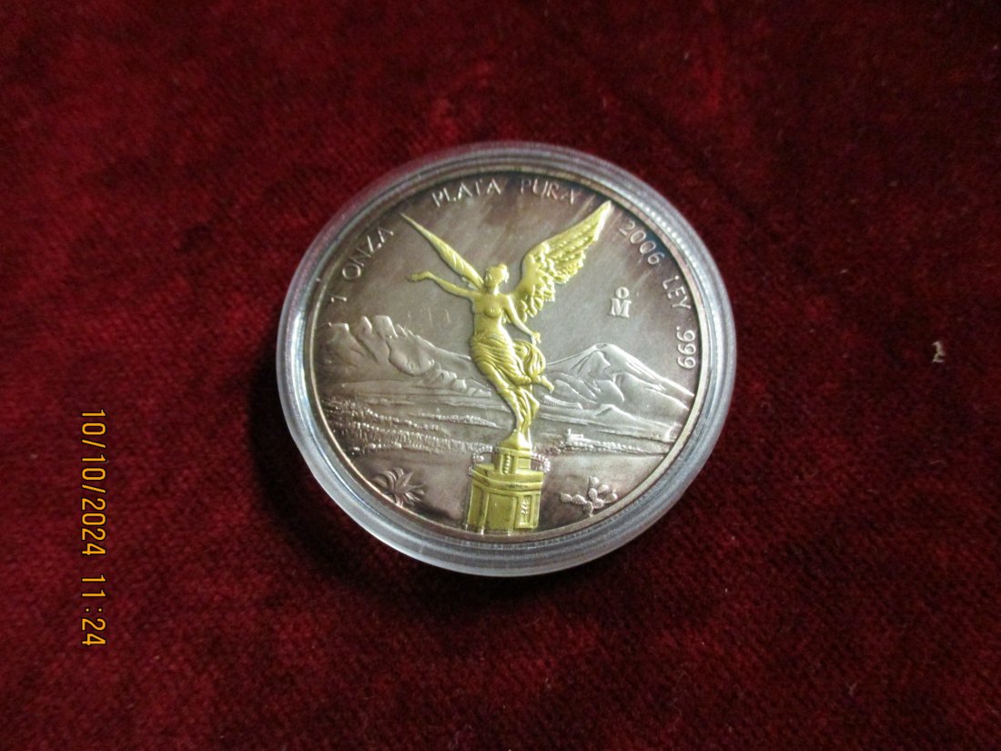  Mexiko Plata Pura 2006 1 oz Silber 999er Silber  teilvergoldet   