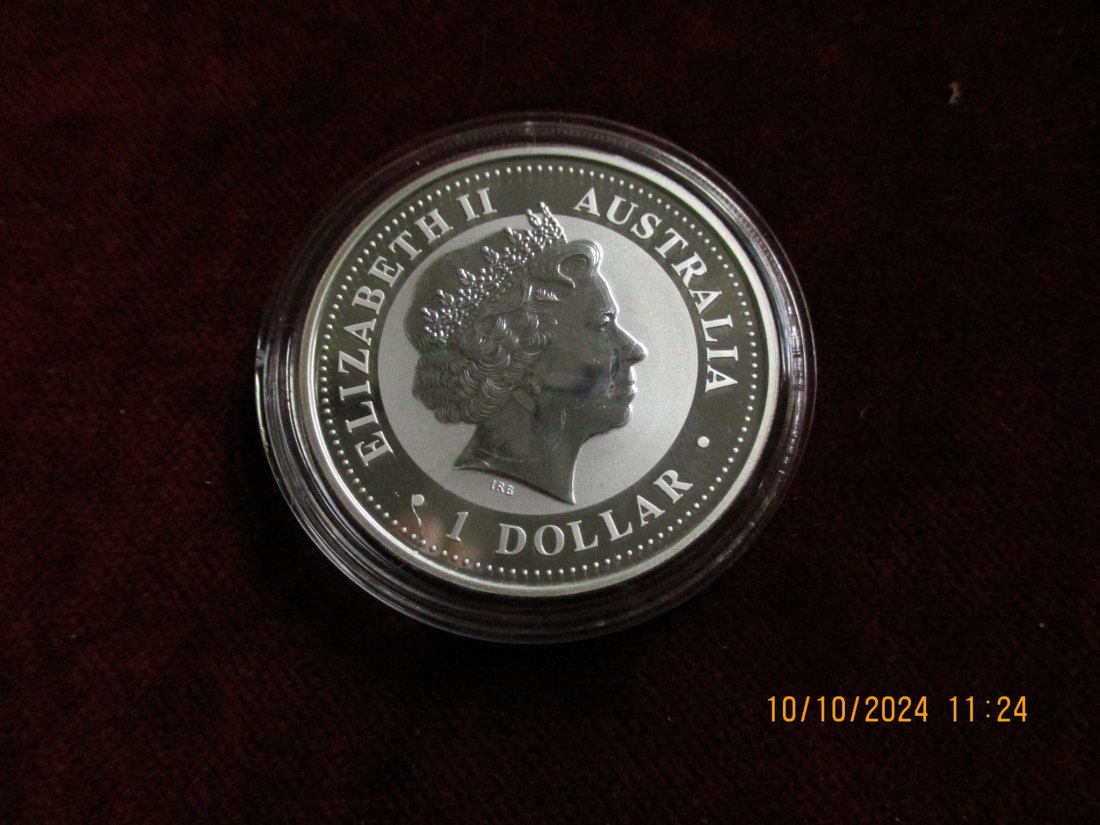  1 Dollar Australien Kookaburra 2006 1 oz Silber 999er Silber teilvergoldet   