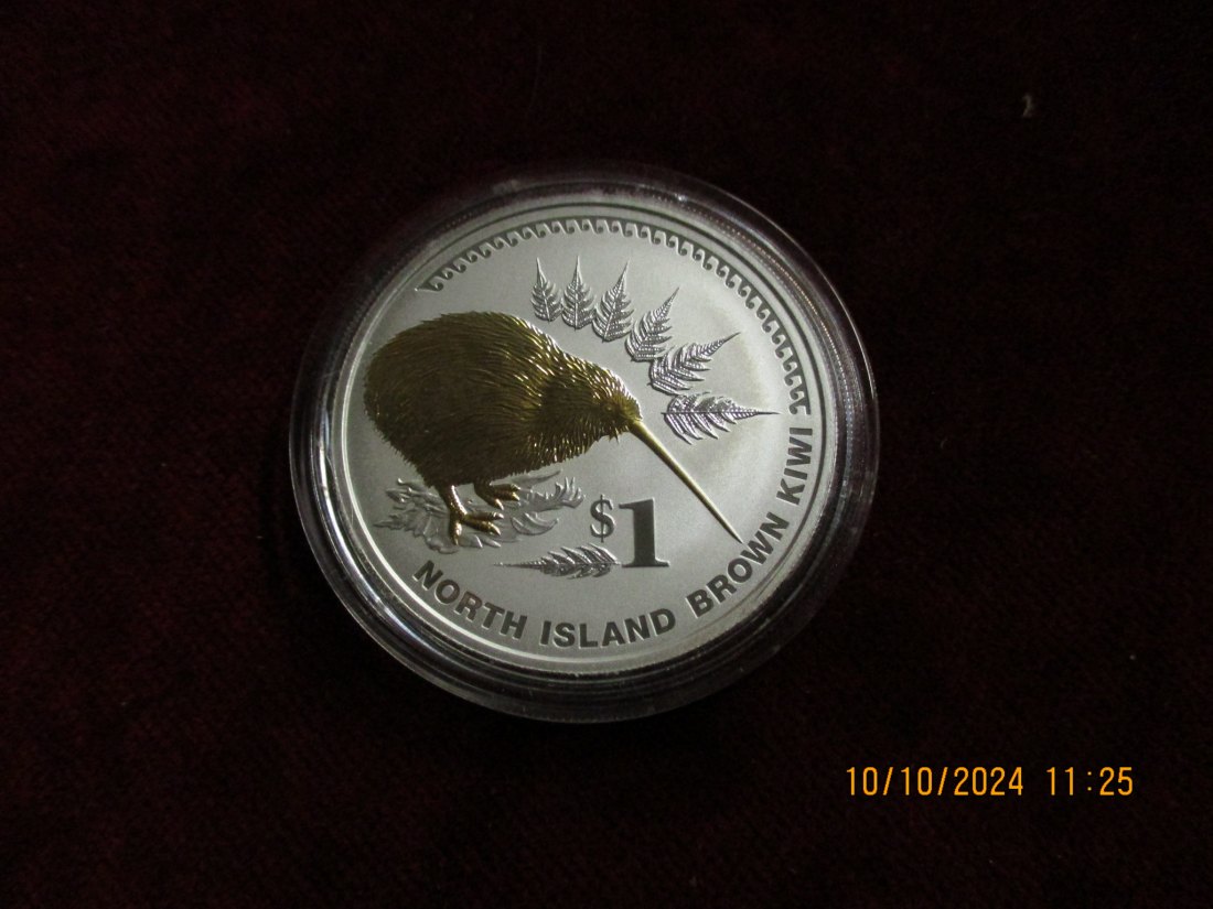  1 Dollar Neuseeland 2006 Kiwi 1 oz Silber 999er Silber teilvergoldet   