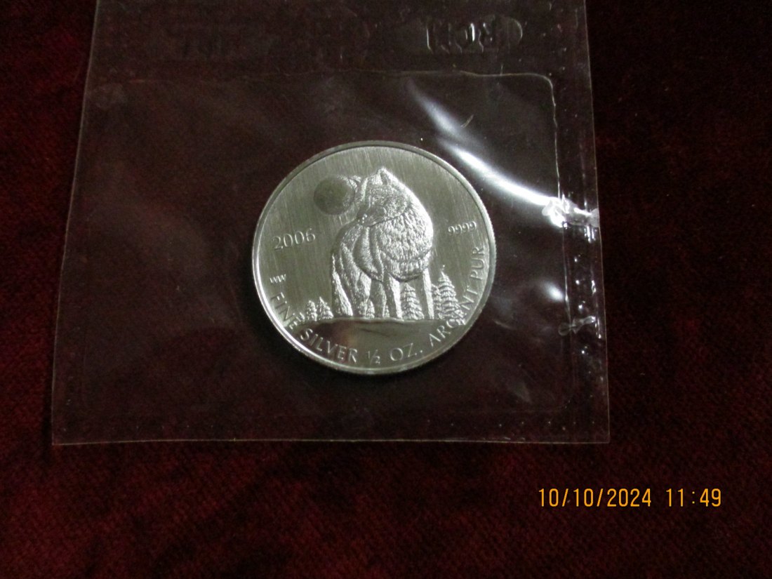  1 Dollars Kanada 2006 Wolf - 1/2 oz Silber 9999er Silber   