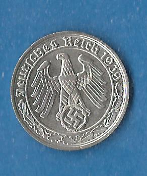  Drittes Reich 50 Pf. 1939 F Prägefrisch rar Münzenankauf Koblenz Frank Maurer AF823   