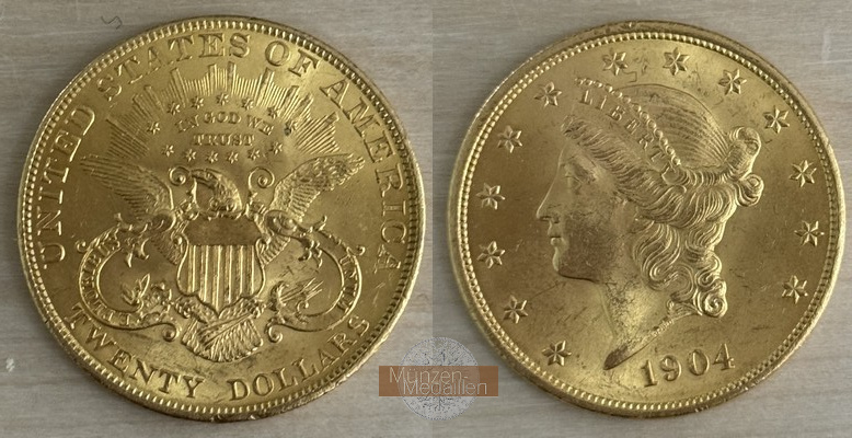 USA  20 Dollar MM-Frankfurt Feingold: 30,09g Double Eagle 1904 