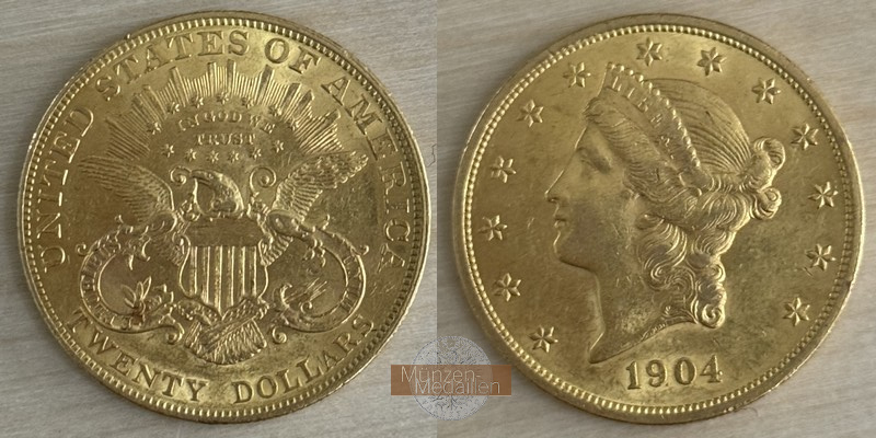 USA  20 Dollar MM-Frankfurt Feingold: 30,09g Double Eagle 1904 