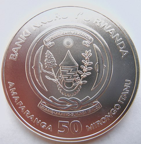  Ruanda 50 Amafarango 2016, Ag 1 Oz   