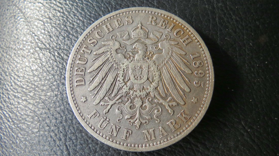  Deutsches Reich 5 Mark Preussen Wilhelm II. 1895; 900er Silber,25 Gramm,  sehr schön   