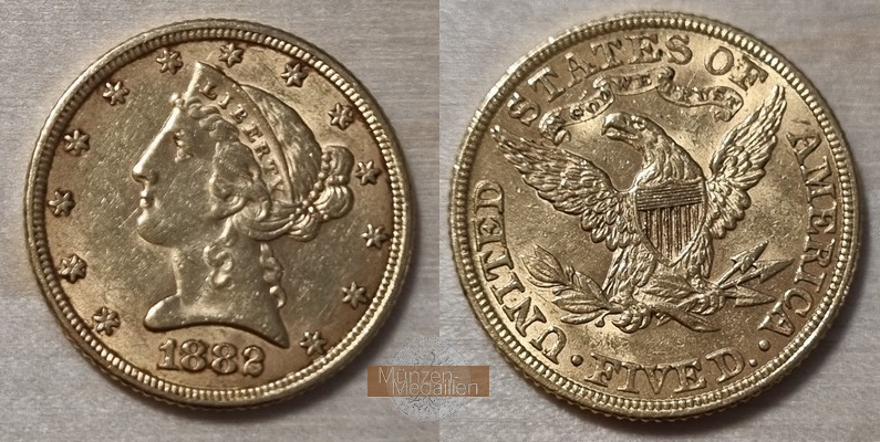 USA  5 Dollar MM-Frankfurt   Feingold: 7,52g Half Eagle - Liberty Head 1895 