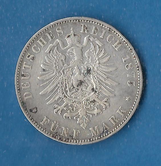  Hessen 5 Mark Ludwig III 1875 H ss Münzenankauf Koblenz Frank Maurer AF832   