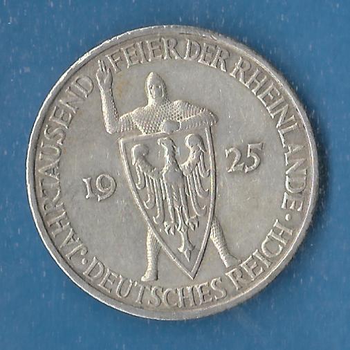  Weimar 5 Mark Rheinlande 1925 J vz Münzenankauf Koblenz Frank Maurer AF840   