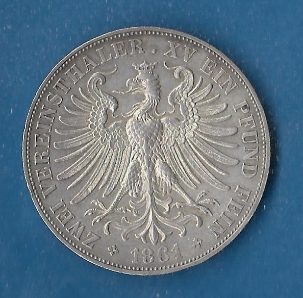  Frankfurt Doppelthaler 1861 vz rar Münzenankauf Koblenz Frank Maurer AF842   