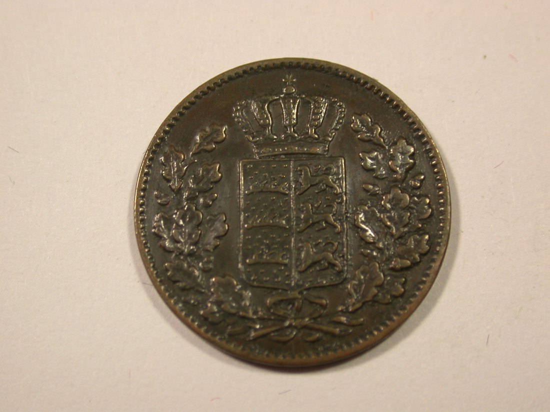  I7  Württemberg  1/2 Kreuzer 1856 in f.vz    Originalbilder   