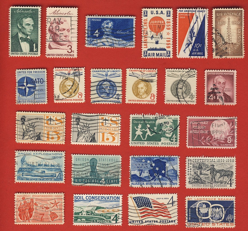  USA 1959 24 Marken kompl.Jahrgang mit Sätze aus 1959 gestempelt   