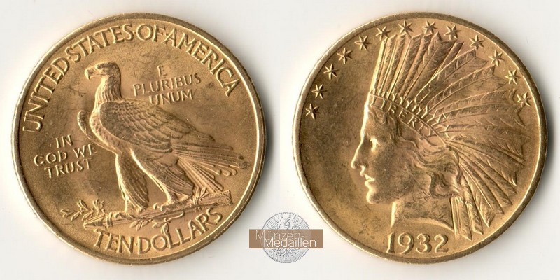 USA  10 Dollar MM-Frankfurt Feingold: 15,05g Eagle 1932 