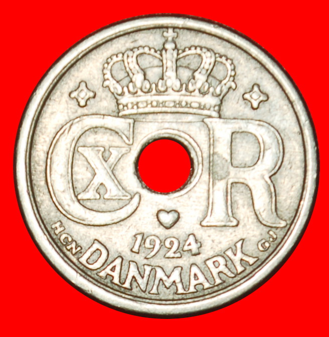  Ⰶ SPIRALS (1924-1947): DENMARK ★ 10 ORE 1924! CHRISTIAN X (1912-1947)! ★ LOW START ★ NO RESERVE!   