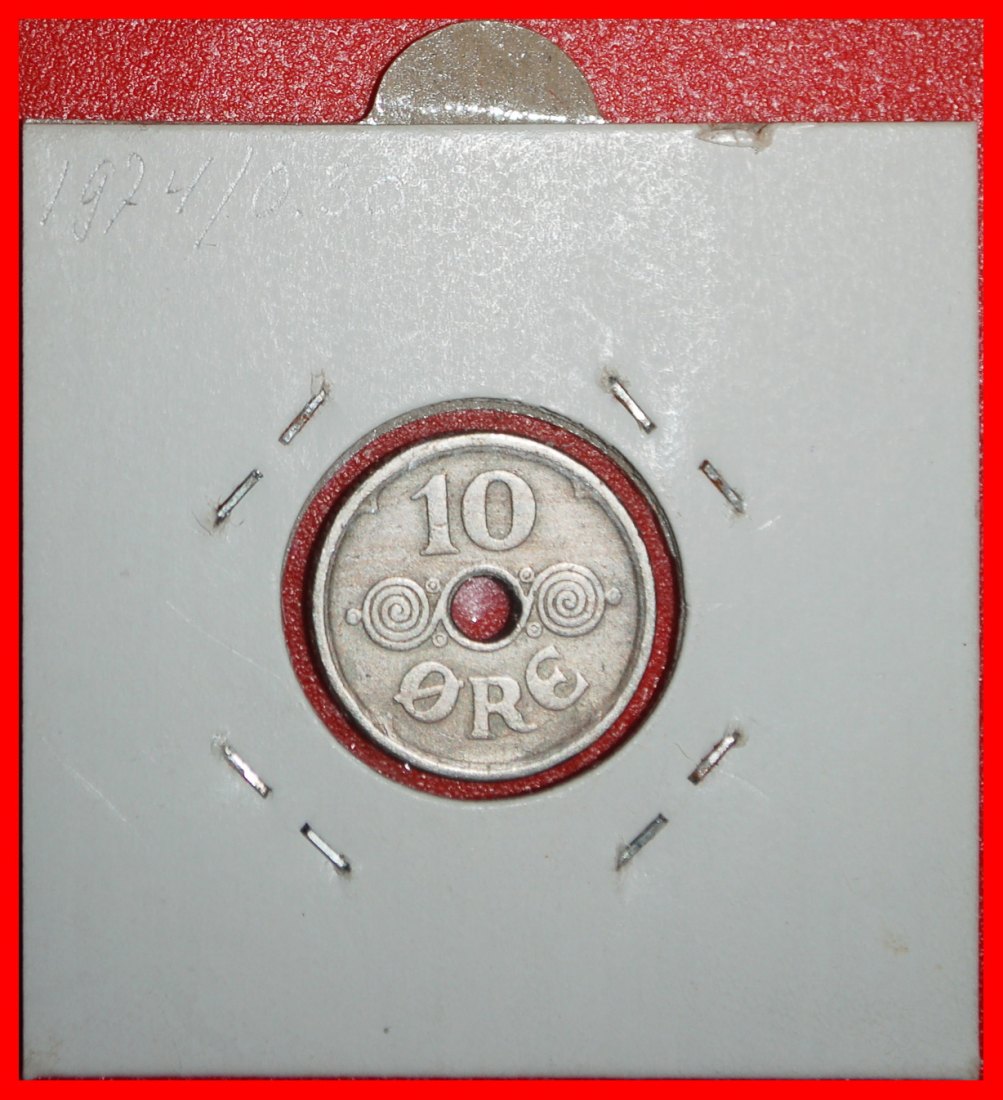  Ⰶ SPIRALS (1924-1947): DENMARK ★ 10 ORE 1924! CHRISTIAN X (1912-1947)★HOLDER★LOW START ★ NO RESERVE!   