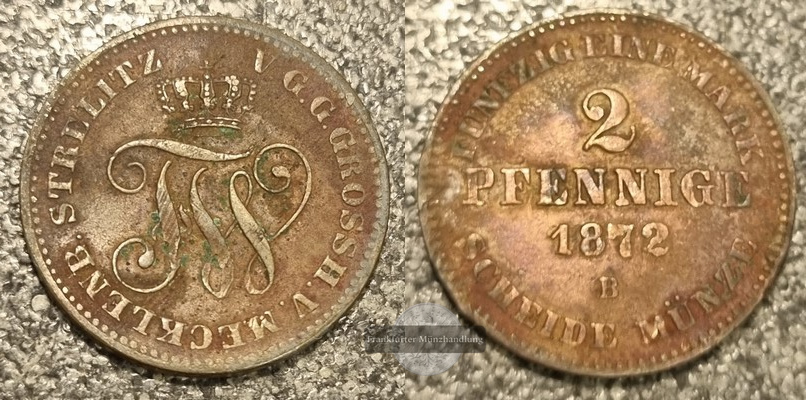  Mecklenburg-Schwerin 2 Pfennig  1872  FM-Frankfurt Kupfer   