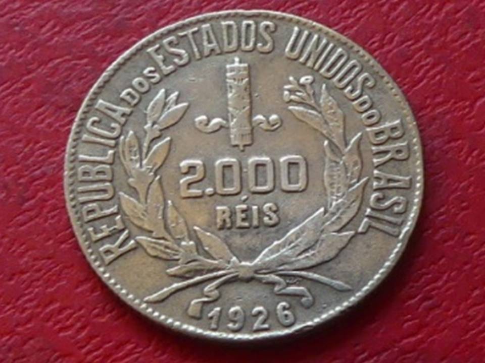  Silbermünze Brasilien 2000 Reis 1926 „Freiheitskopf“   