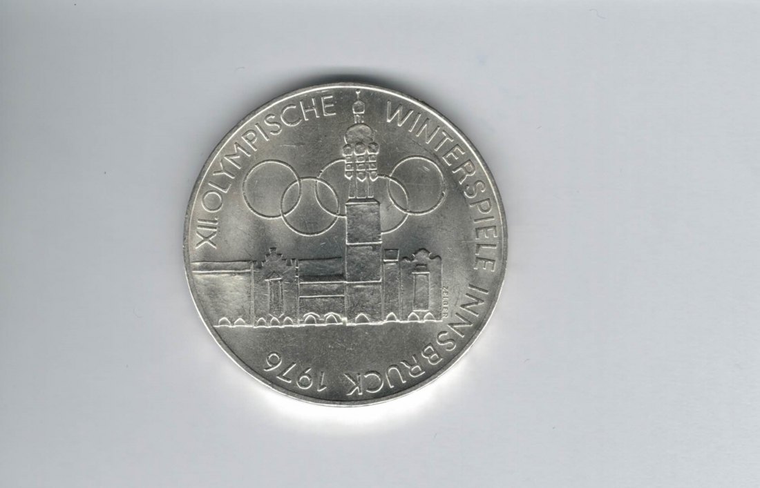  100 Schilling 1976 Winterolympiade Innsbruck Stadtturm Hall silber Österreich (01914/6)   