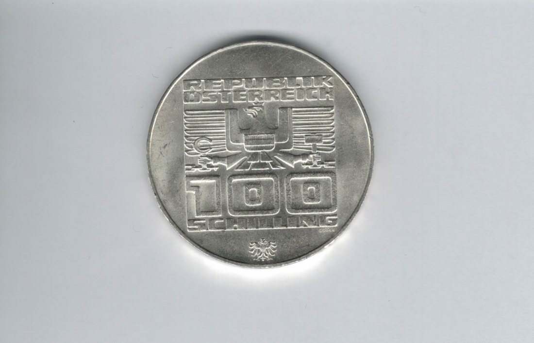  100 Schilling 1976 Winterolympiade Innsbruck Stadtturm Hall silber Österreich (01914/6)   