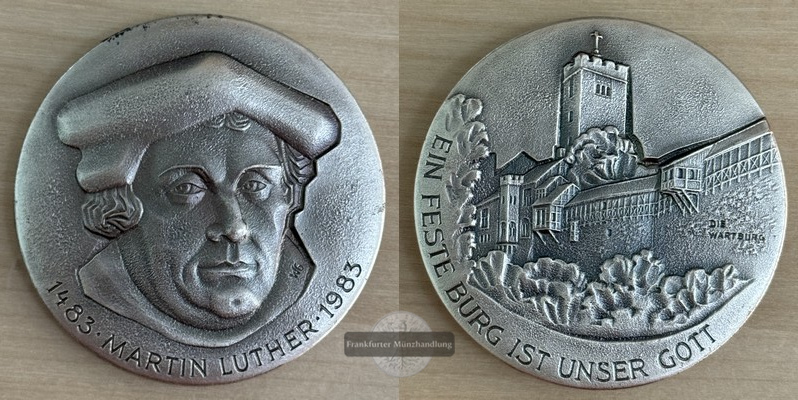  Deutschland, Versilberte Bronzemedaille 1983, Deutscher Reformator Martin Luther FM-Frankfurt   