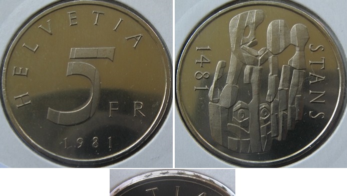  1981, Switzerland-5 Francs- Treaty of Stans-proof   