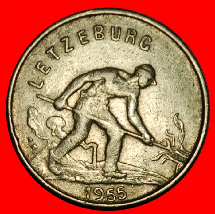  Ⰶ BELGIUM (1952-1964): LUXEMBOURG ★ 1 FRANC 1955 SEMI-NAKED WORKER! ★LOW START ★ NO RESERVE!   