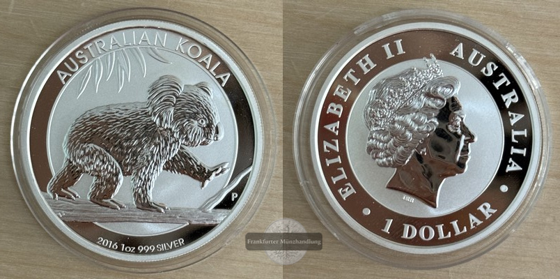  Australien,  1 Dollar  2016  Koala FM-Frankfurt  Feingewicht: 31,1g   