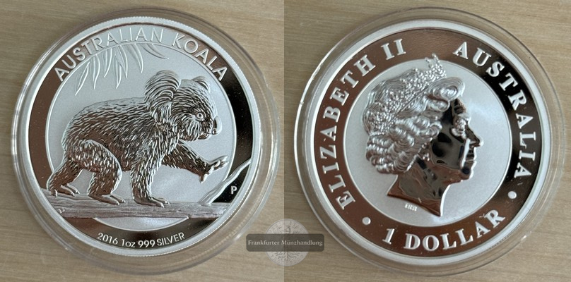  Australien,  1 Dollar  2016  Koala FM-Frankfurt  Feingewicht: 31,1g   