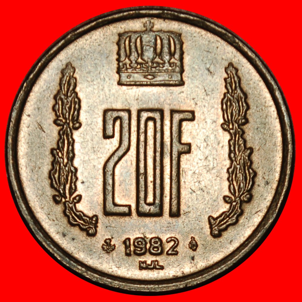  Ⰶ BELGIUM (1980-1983): LUXEMBOURG ★ 20 FRANCS 1982 LUSTRE! JEAN (1964-2000)! LOW START ★ NO RESERVE!   