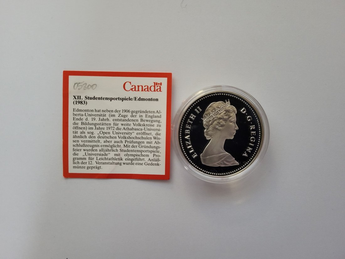  1 Dollar 1983 Sportler mit Schärpe Elisabeth II. 500/23,3g Ag Canada Kanada Spittalgold9800 (3469)   