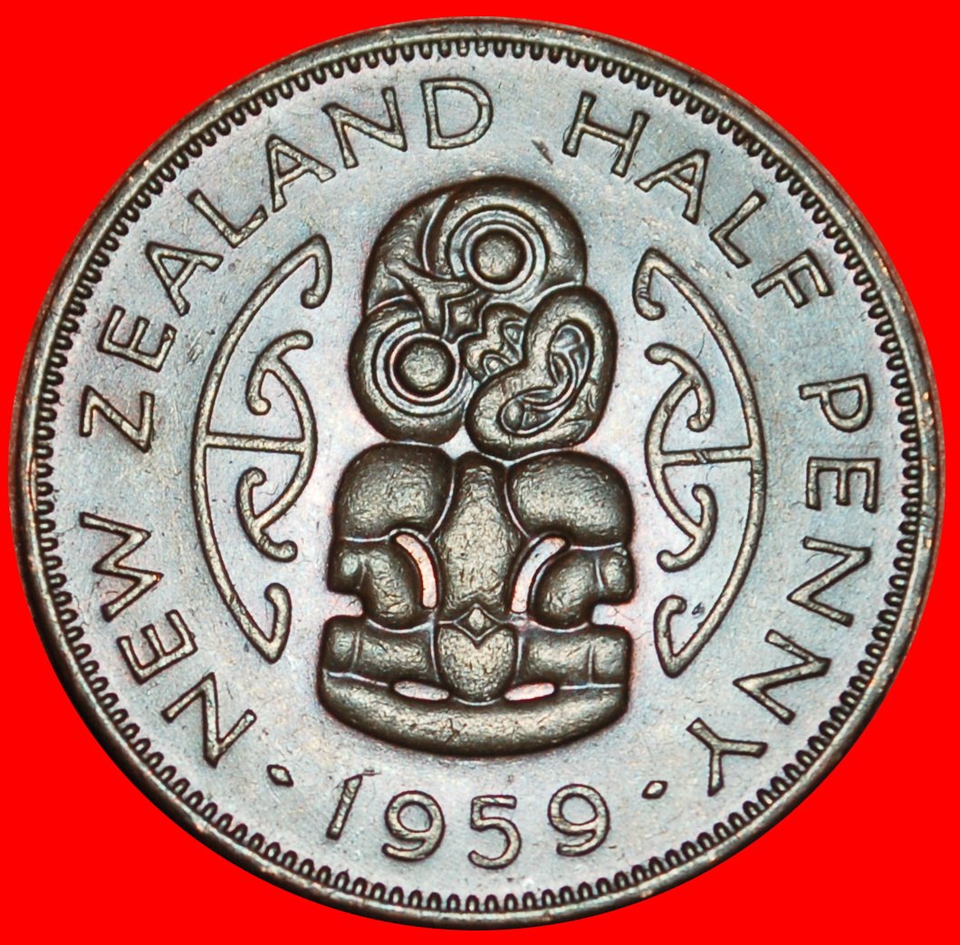  Ⰶ NOT NUDE (1953-1965): NEW ZEALAND ★1/2 PENNY 1959! ELIZABETH II (1953-202)★LOW START ★ NO RESERVE!   