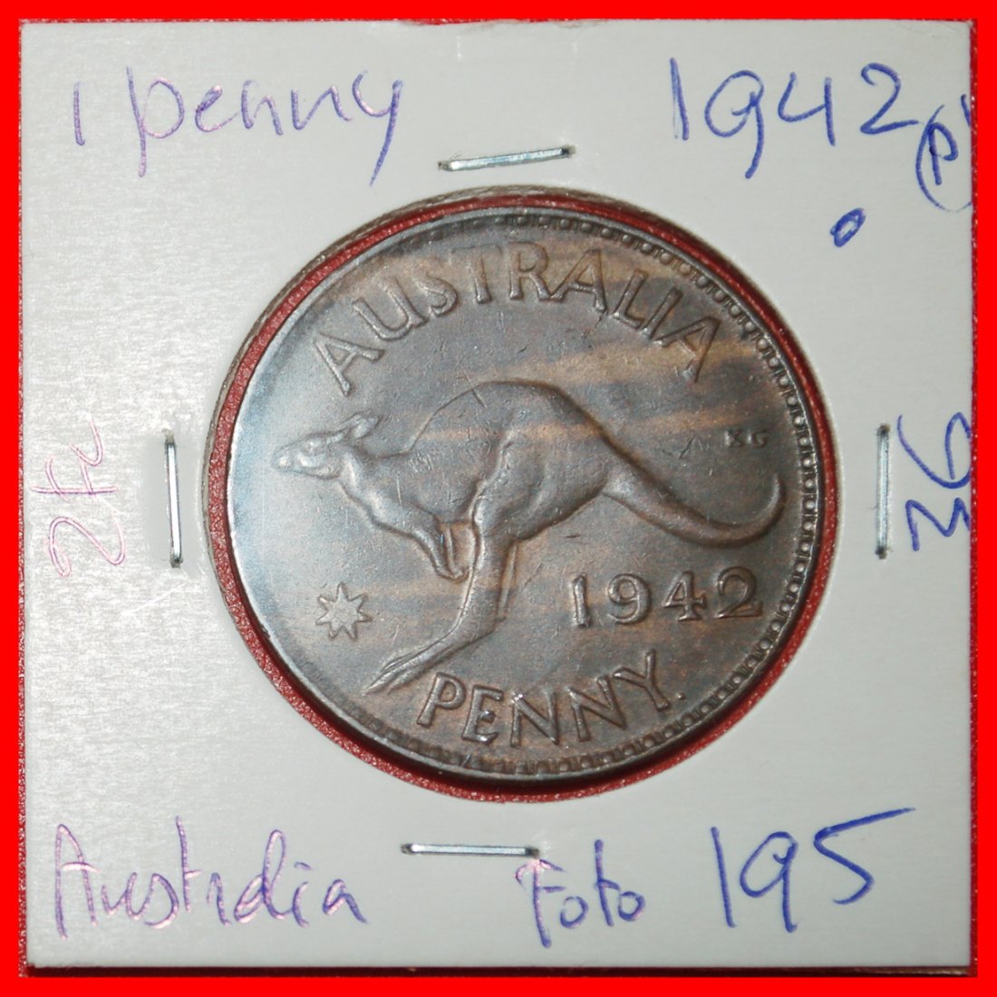  Ⰶ GEORG VI. (1937-1952): AUSTRALIEN★ 1 PENNY 1942 PERTH! KÄNGURU MIN INDIEN! PACKUNG★OHNE VORBEHALT!   