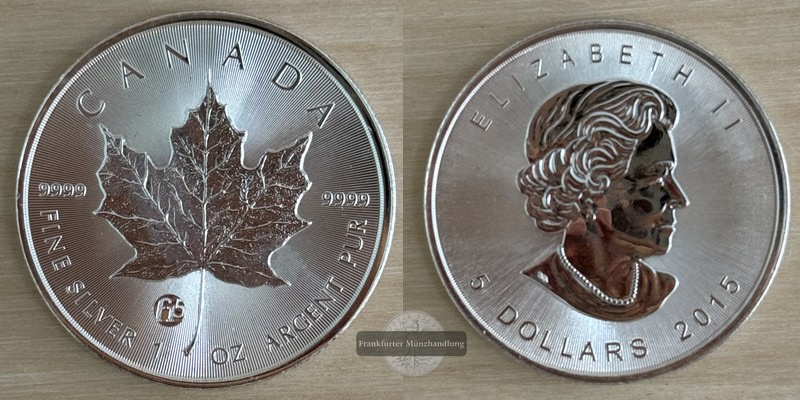  Kanada.  5 Dollar 2015 Maple Leaf   FM-Frankfurt    Feinsilber: 31,1g   