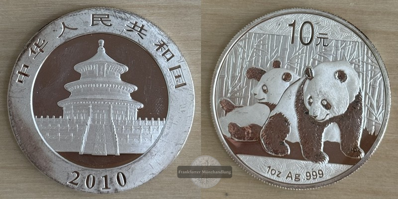  China  10 Yuan 2010  Panda   FM-Frankfurt  Feinsilber: 31,1g   