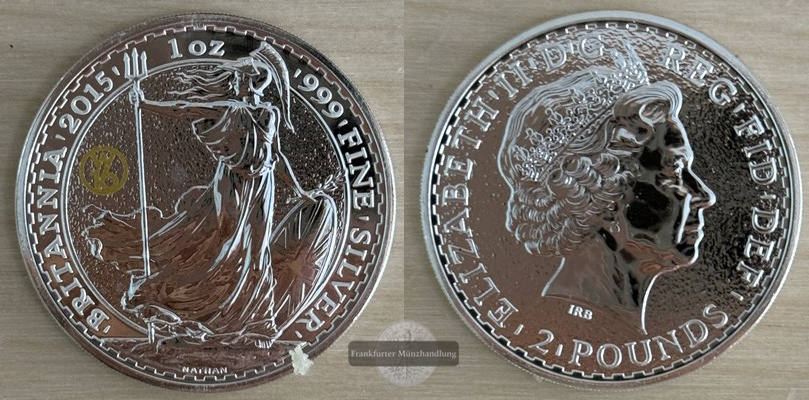  Großbritannien 2 Pounds 2015 Britannia  FM-Frankfurt  Feinsilber: 31,1g   