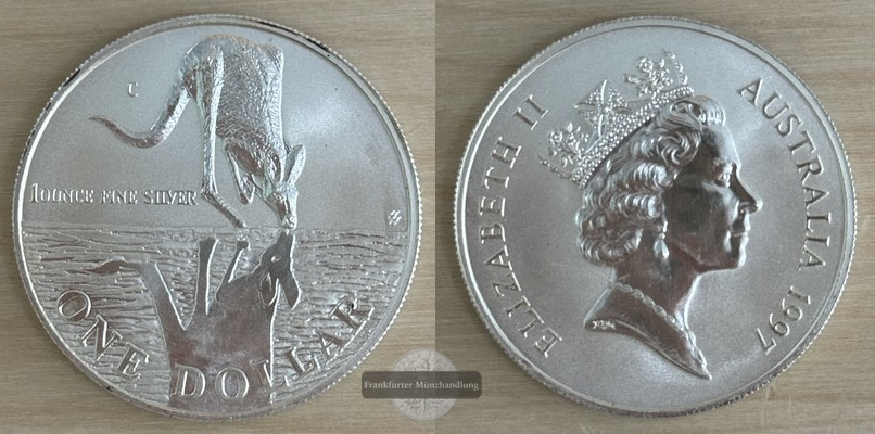  Australien  1 Dollar 1997  Känguru FM-Frankfurt Feinsilber: 31,1g   