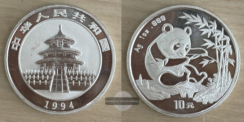  China  10 Yuan 1994  Panda   FM-Frankfurt  Feinsilber: 31,1g   