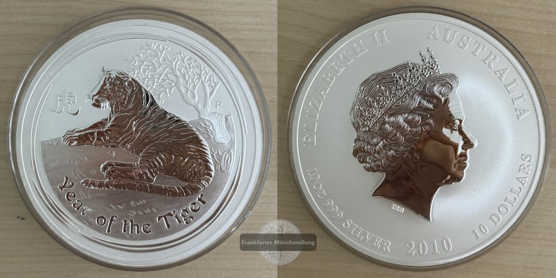  Australien  10 Dollar 2010 Jahr ders Löwens   FM-Frankfurt  Feinsilber: 311g   