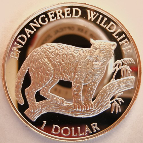  Niue 1 Dollar 1996, Endangered Wildlife Jaguar Ag. .500, pp   