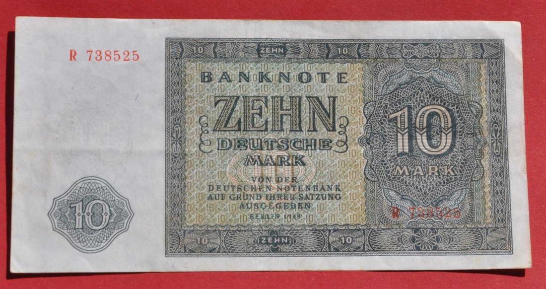  DEUTSCHLAND (SBZ) 10 Deutsche Mark 1948, 6-stellig (UdSSR-Druck), Ro. 343a   