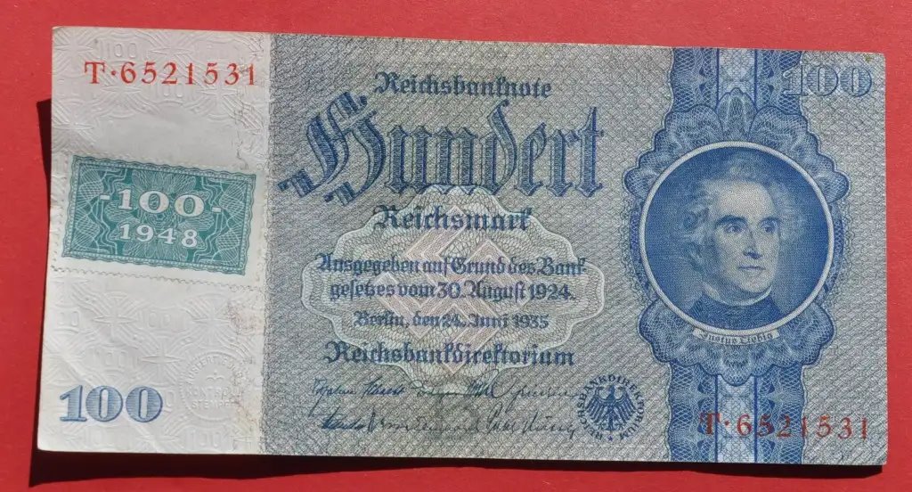  DEUTSCHLAND (SBZ) 100 Reichsmark 1935, Kupon 1948, Ro. 338b ***Erhaltung!!***   