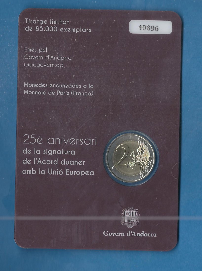  2 Euro Andorra 2015 Coincard Münzen und Goldankauf Koblenz Frank Maurer AF 882   