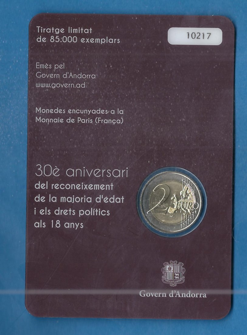  2 Euro Andorra 2015 Coincard Münzen und Goldankauf Koblenz Frank Maurer AF 883   