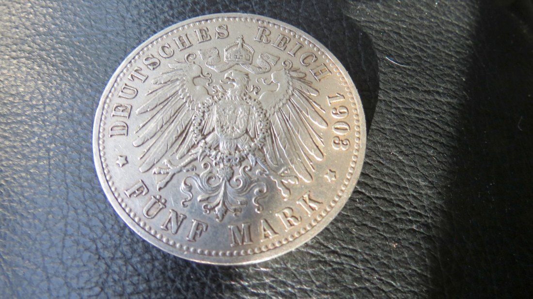  Deutsches Reich 5 Mark Preussen Wilhelm II. 1903; 900er Silber,25 Gramm,  sehr schön   