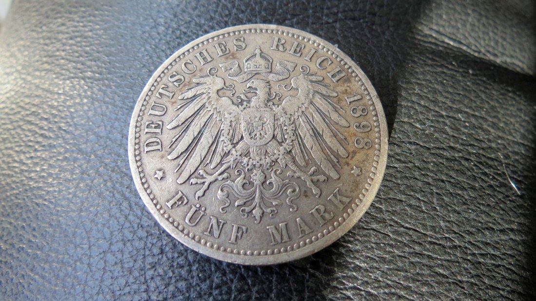  Deutsches Reich 5 Mark Preussen Wilhelm II. 1898; 900er Silber,25 Gramm, sehr schön   