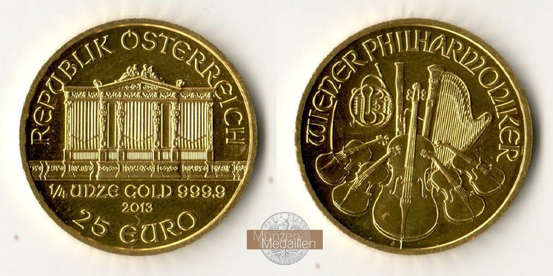 Österreich MM-Frankfurt  Feingewicht: 7,78g 25 Euro (Wiener Philharmoniker) 2013 