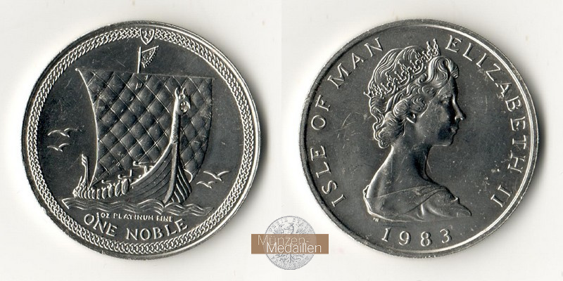 Isle of Man. MM-Frankfurt Feingewicht: 31,1g Platin 1 Noble 1983 