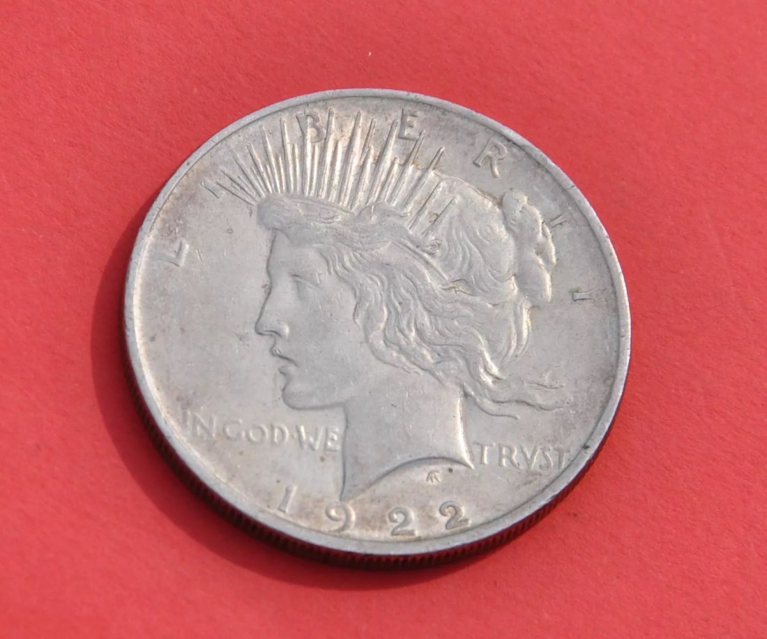  USA 1 Peace Dollar 1922, lukrative Silbermünze   