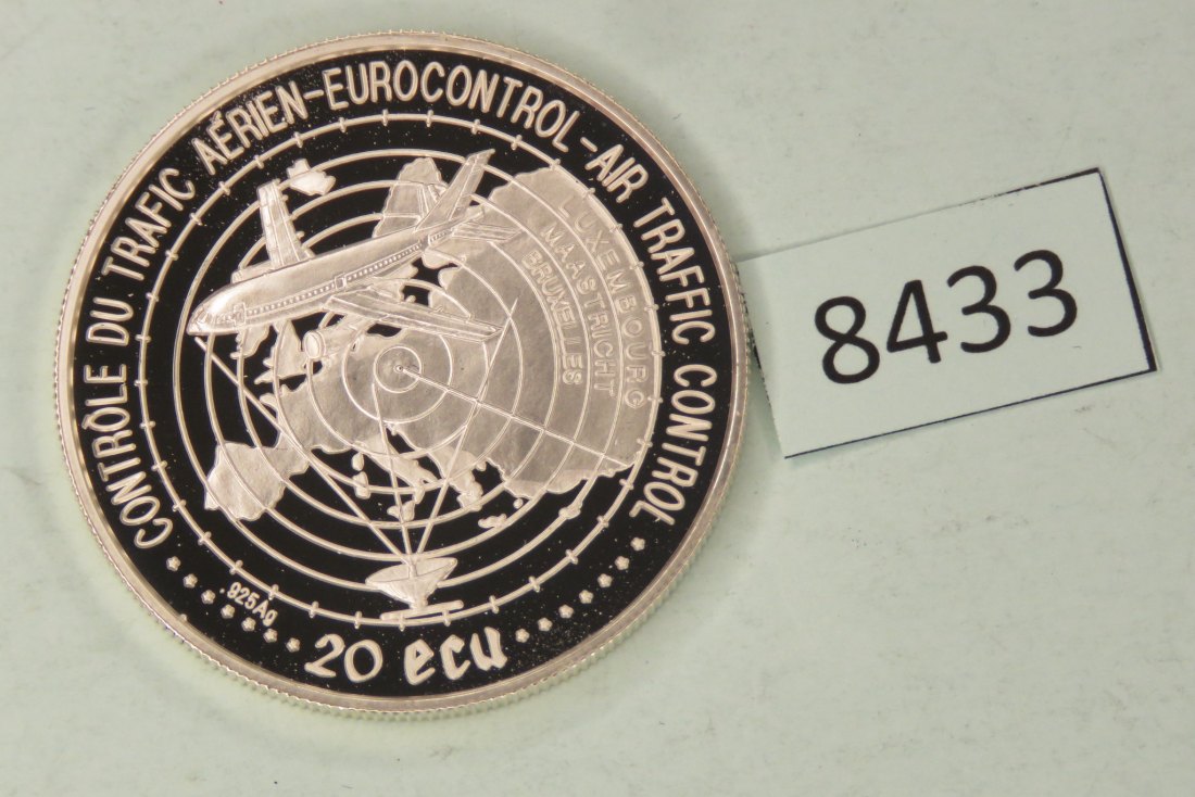  8433 Luxemburg 1996 - 20 ECU - Luftverkehrskontrolle - 25 g Silber 0.925   