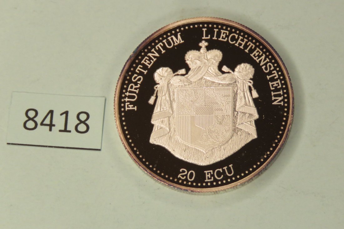  8418 Liechtenstein 1993  20 ECU  Schloß Vaduz 31,1 g Silber 0.999   